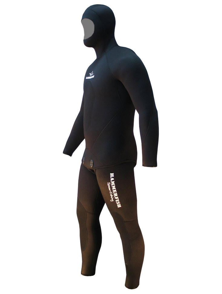 Гидрокостюм для подводной охоты 7 мм HAMMERFISH BLACK, открытая пора, длинные штаны